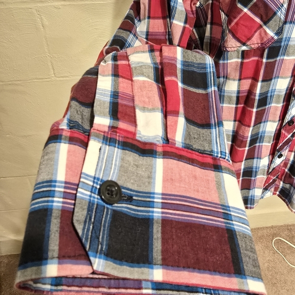 Carbon Western Red Blue Plaid Long Sleeve Button Down Shirt Men's Size M Medium - Picture 5 of 11